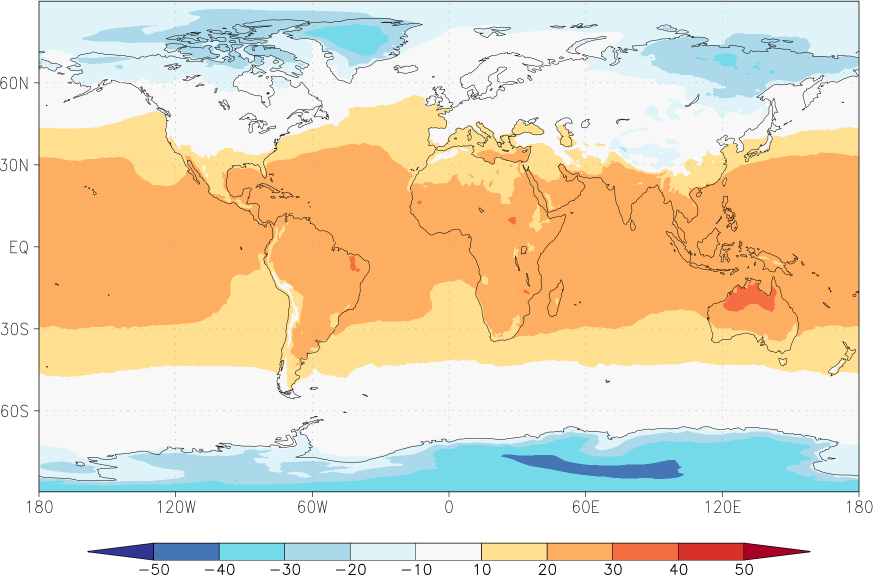 temperature (2m height, world) November  observed values