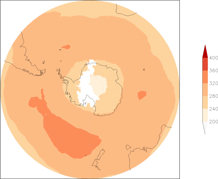 ozone (southern hemisphere) June  observed values