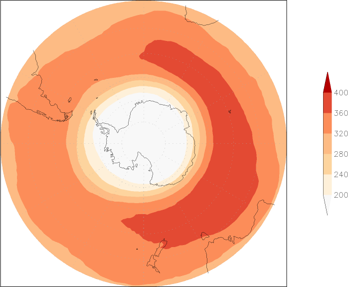 ozone (southern hemisphere) September  observed values