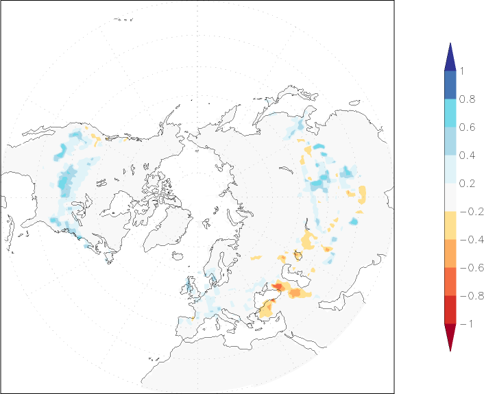 snow cover (northern hemisphere) anomaly December  w.r.t. 1981-2010