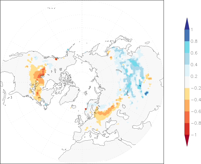 snow cover (northern hemisphere) anomaly November  w.r.t. 1981-2010