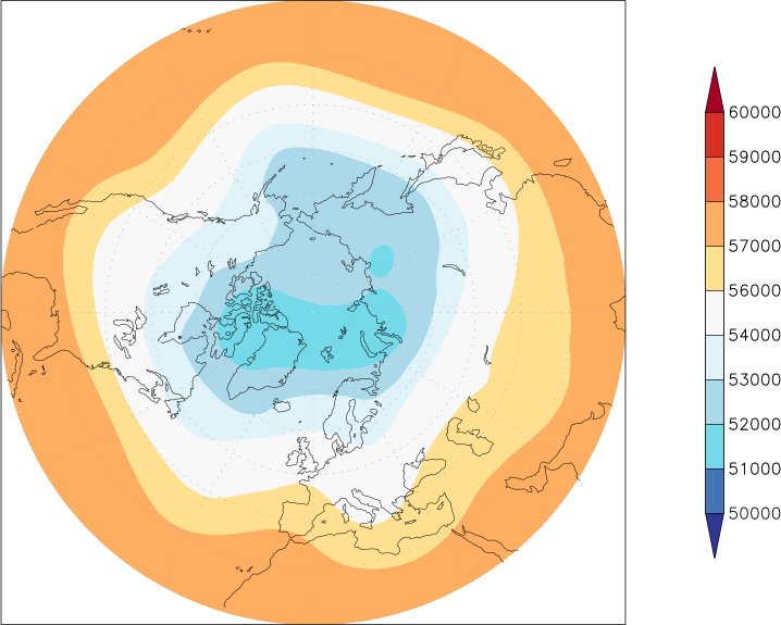 500mb height (northern hemisphere) October  observed values