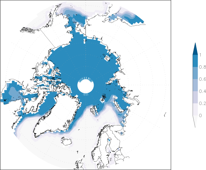 sea ice concentration (Arctic) April  observed values