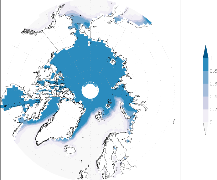 sea ice concentration (Arctic) January  observed values