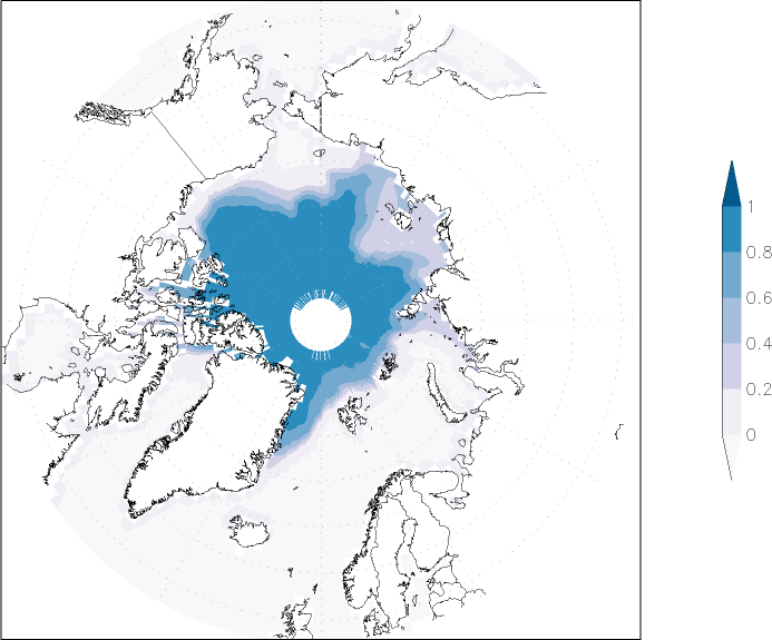 sea ice concentration (Arctic) October  observed values