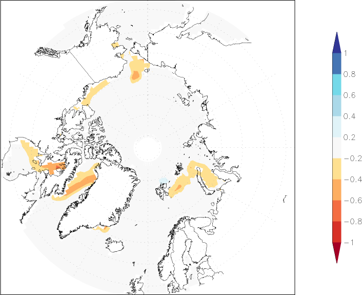 sea ice concentration (Arctic) anomaly November  w.r.t. 1981-2010