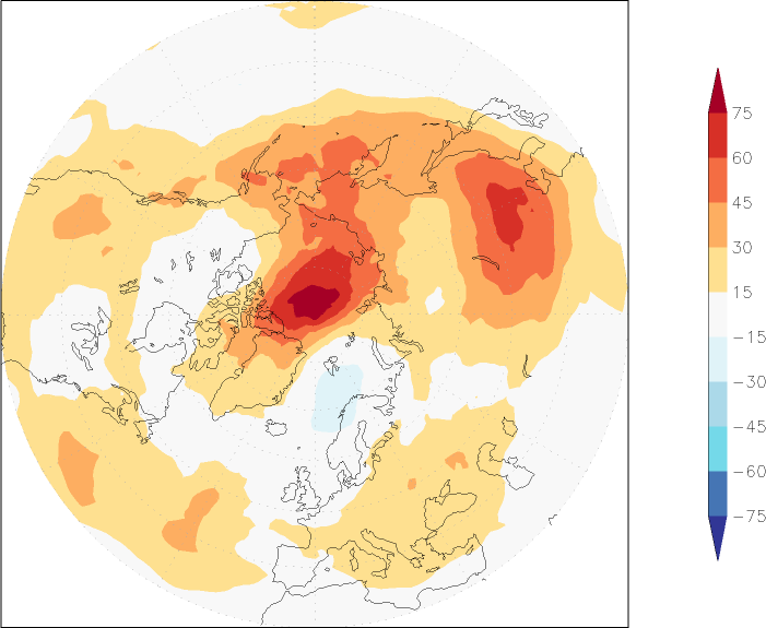 ozone (northern hemisphere) anomaly April  w.r.t. 1981-2010