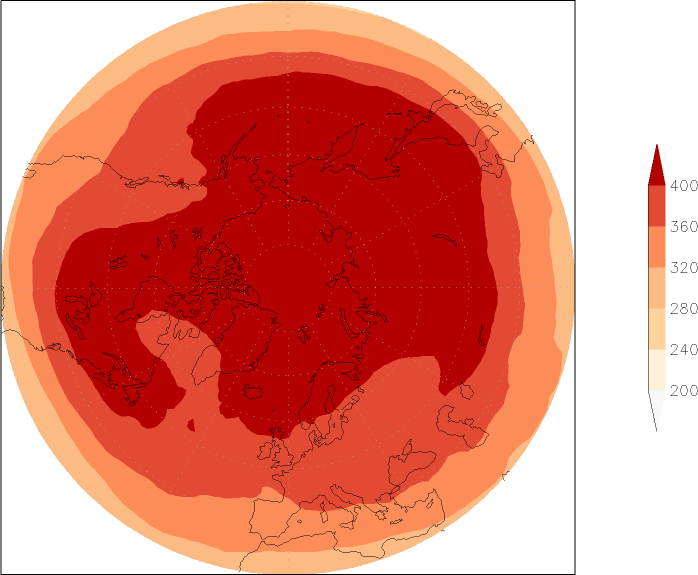 ozone (northern hemisphere) February  observed values