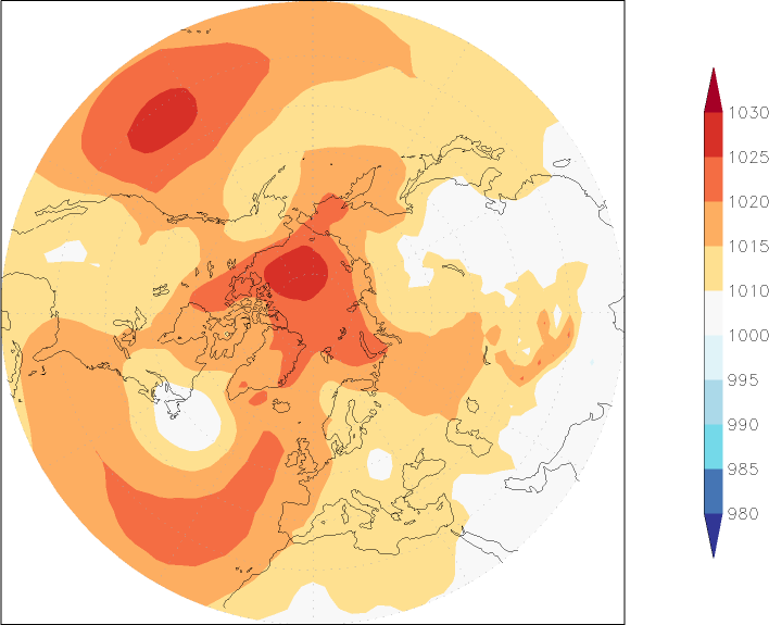 sea-level pressure (northern hemisphere) May  observed values