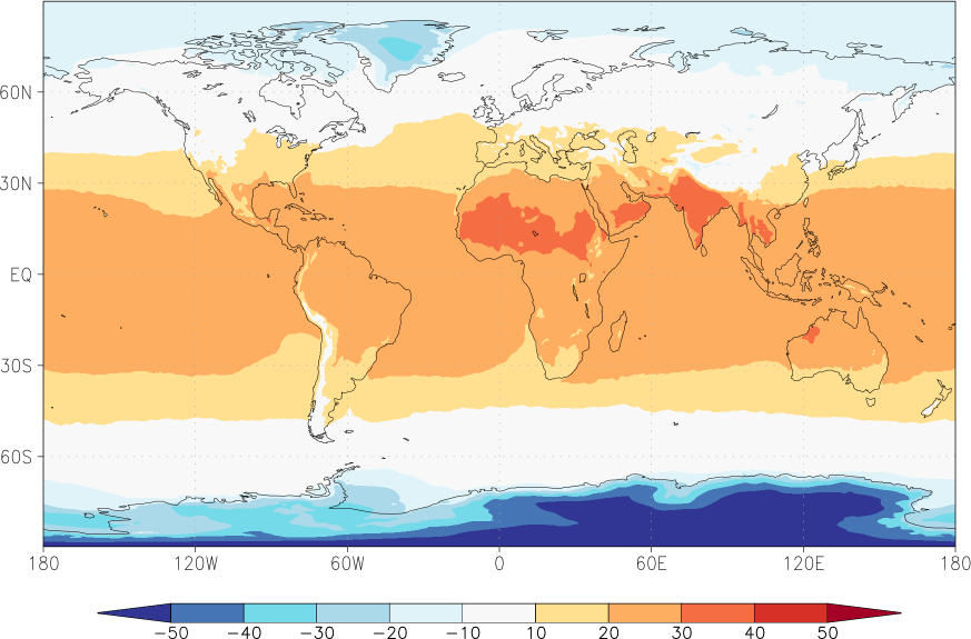 temperature (2m height, world) April  observed values