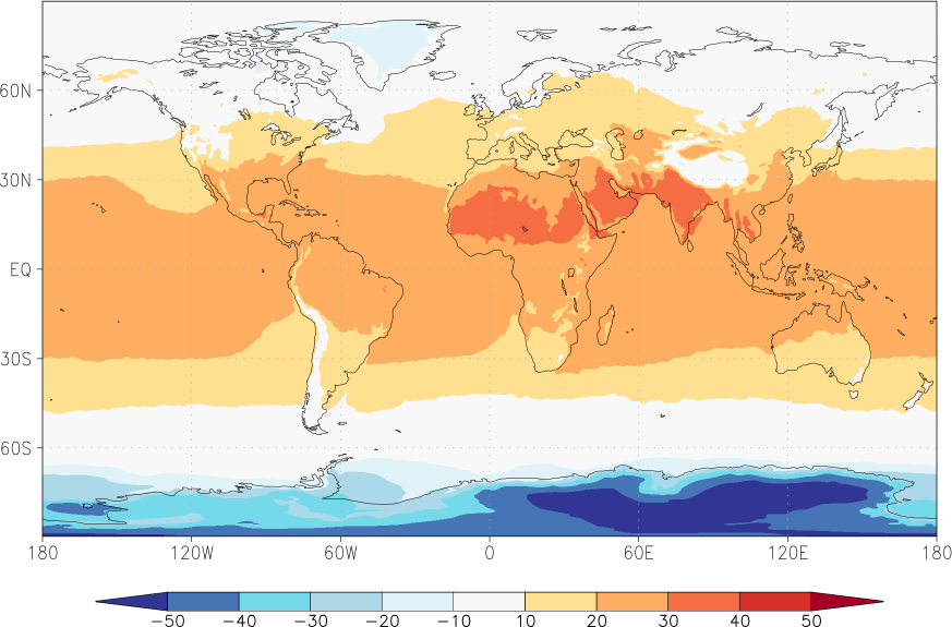 temperature (2m height, world) May  observed values