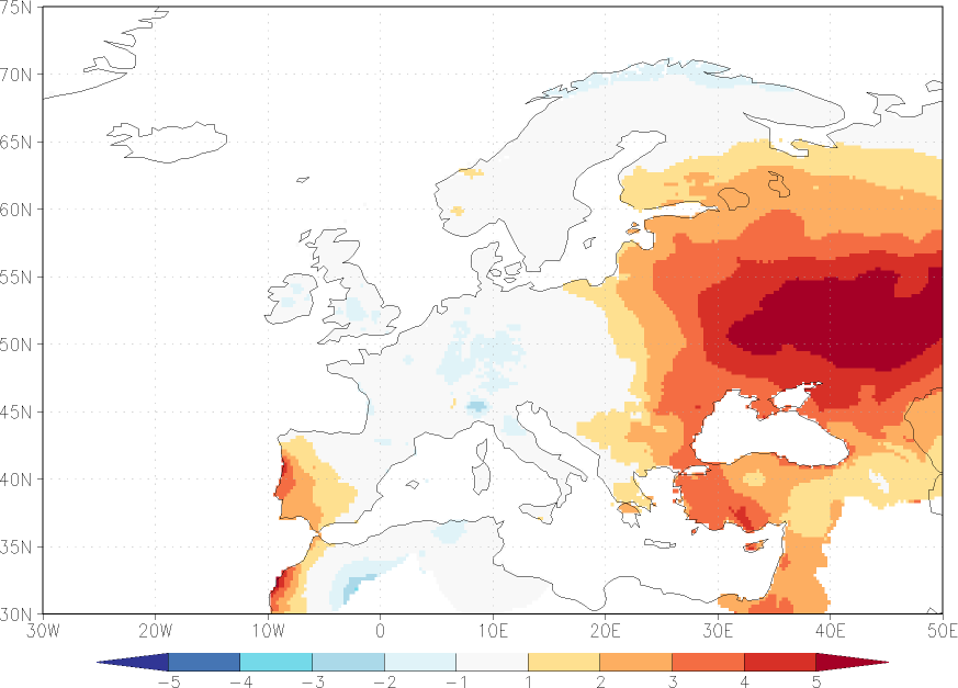 daily mean temperature anomaly August  w.r.t. 1981-2010