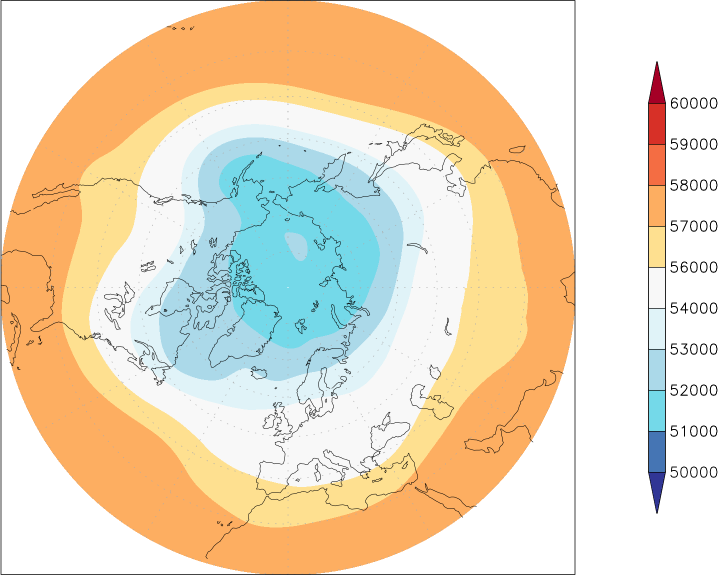 500mb height (northern hemisphere) October  observed values