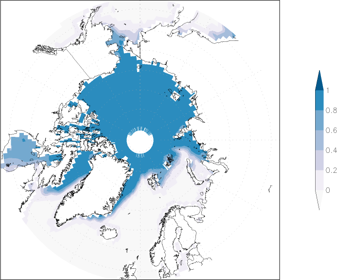 sea ice concentration (Arctic) December  observed values