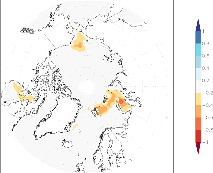 sea ice concentration (Arctic) anomaly November  w.r.t. 1981-2010