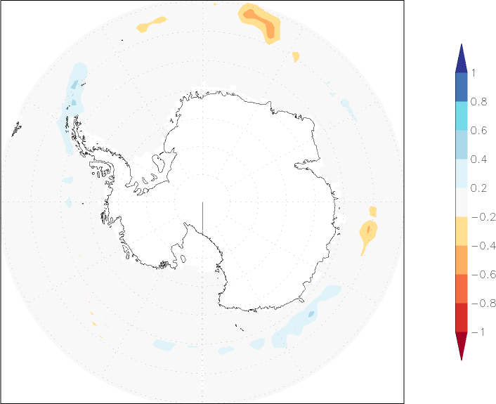 sea ice concentration (Antarctic) anomaly September  w.r.t. 1981-2010