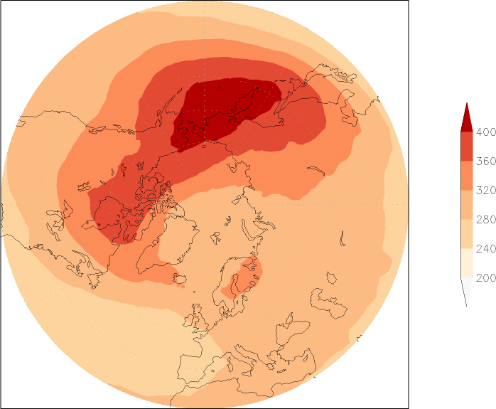 ozone (northern hemisphere) December  observed values