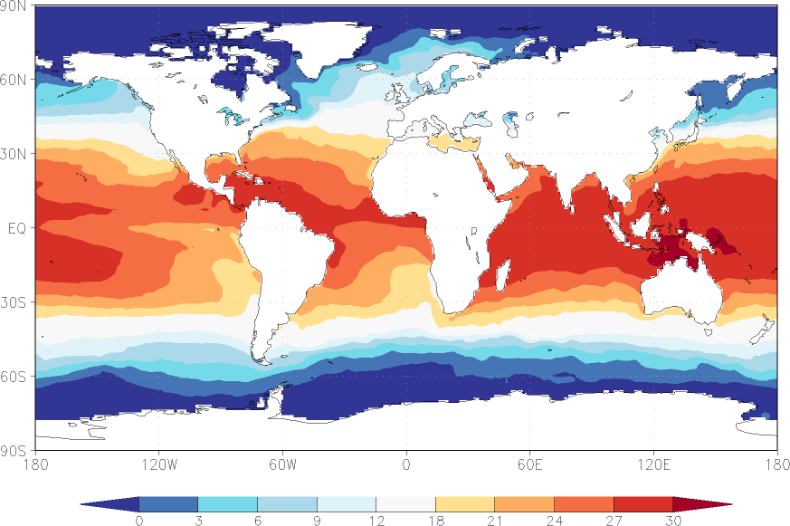 sea surface temperature December  observed values