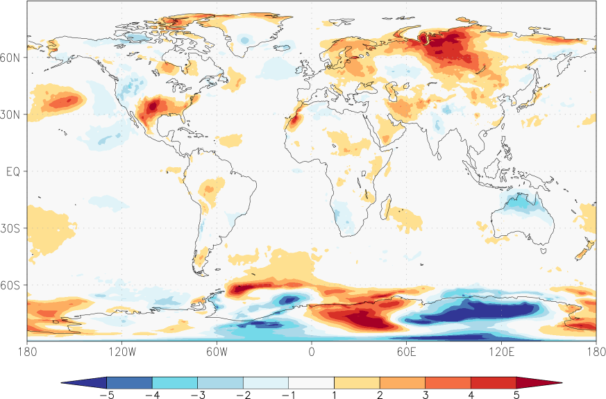 temperature (2m height, world) anomaly June  w.r.t. 1981-2010