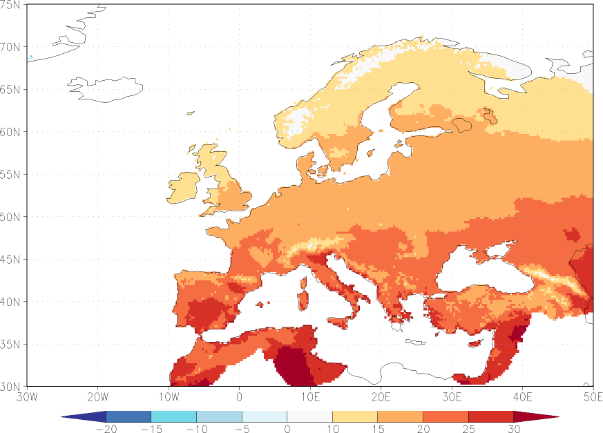 daily mean temperature August  observed values