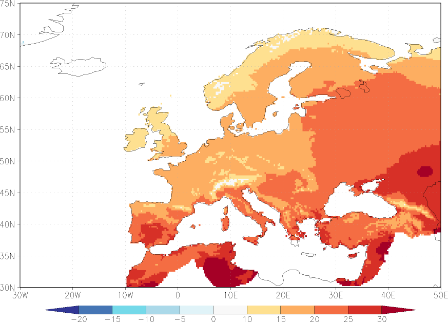 daily mean temperature July  observed values