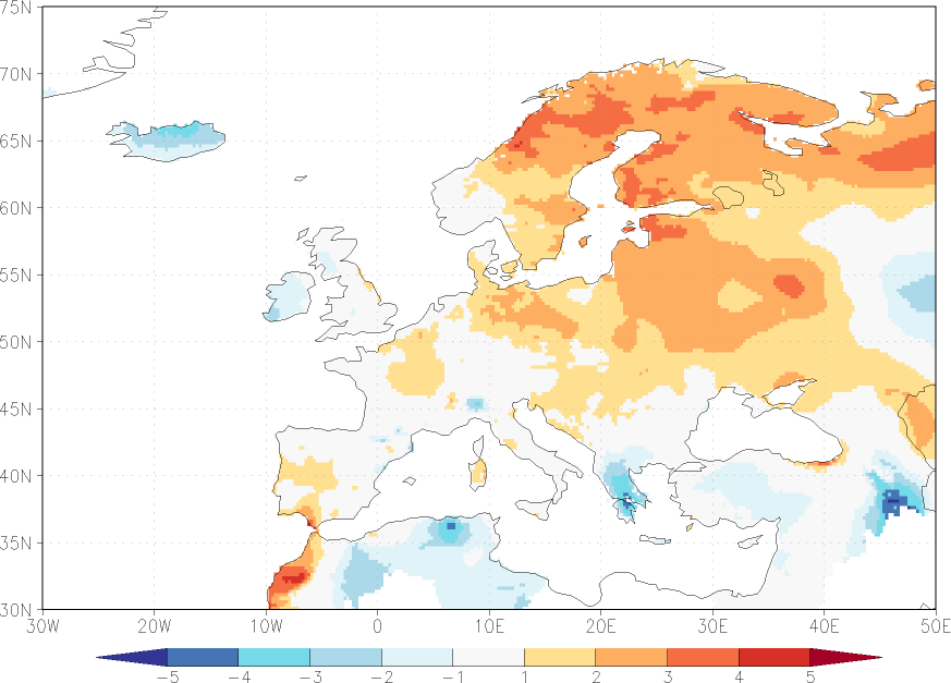 maximum temperature anomaly June  w.r.t. 1981-2010