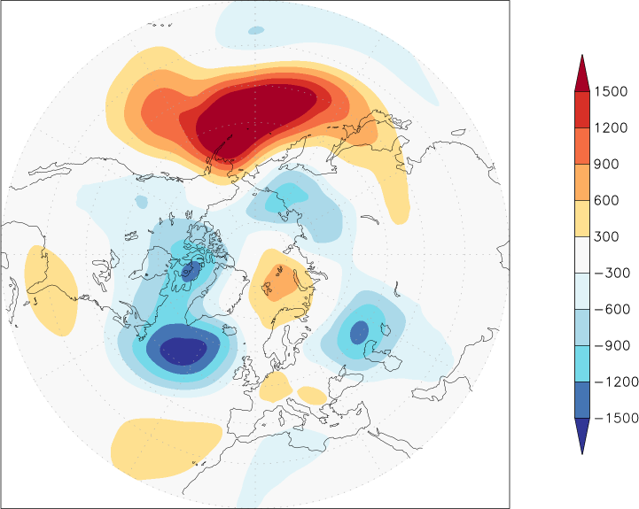 500mb height (northern hemisphere) anomaly February  w.r.t. 1981-2010