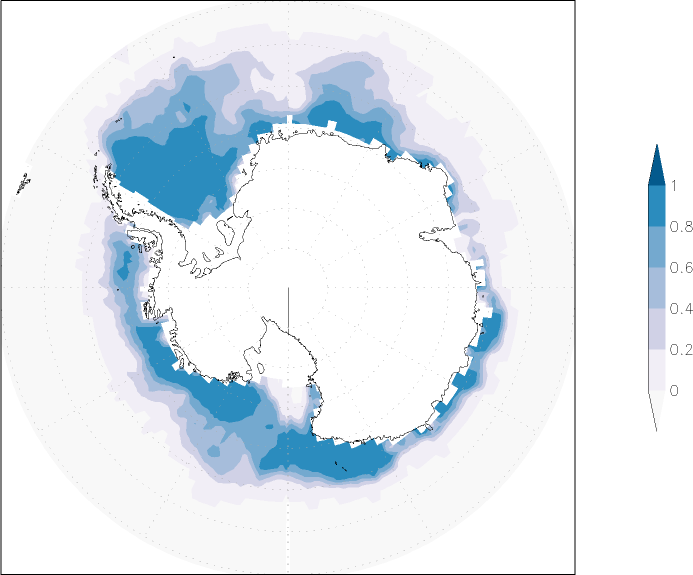 sea ice concentration (Antarctic) December  observed values