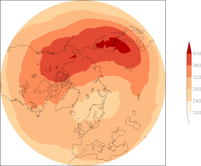 ozone (northern hemisphere) December  observed values