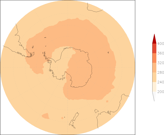 ozone (southern hemisphere) February  observed values