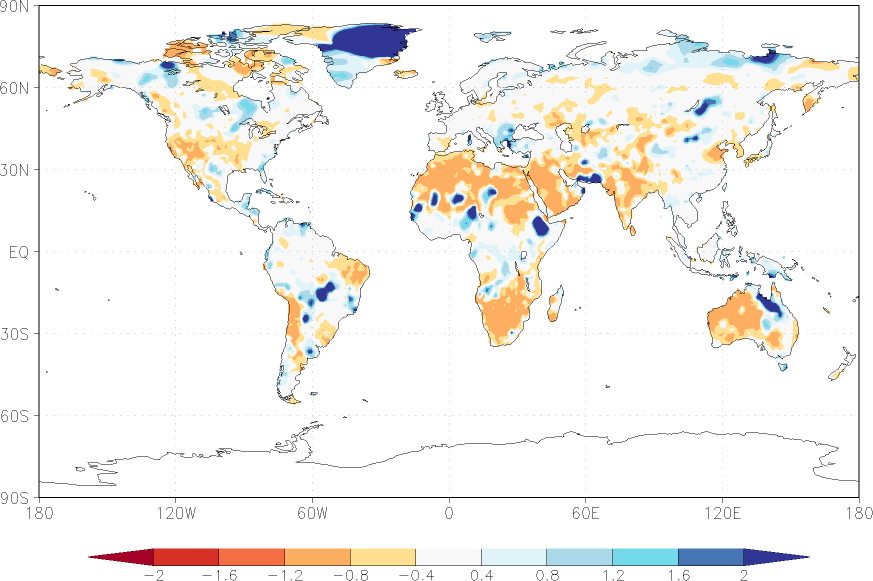 precipitation (rain gauges) anomaly May  relative anomalies  (-1: dry, 0: normal, 2: three times normal)