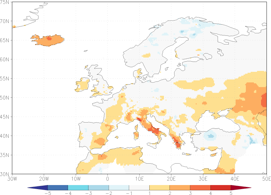 minimum temperature anomaly August  w.r.t. 1981-2010