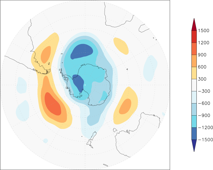 500mb height (southern hemisphere) anomaly January  w.r.t. 1981-2010