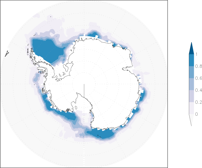 sea ice concentration (Antarctic) January  observed values