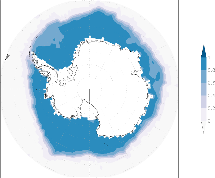 sea ice concentration (Antarctic) July  observed values