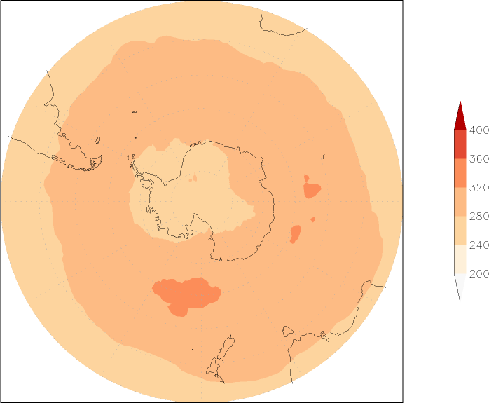 ozone (southern hemisphere) May  observed values