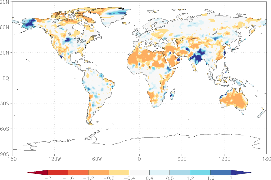 precipitation (rain gauges) anomaly October  relative anomalies  (-1: dry, 0: normal, 2: three times normal)