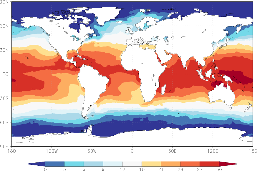 sea surface temperature December  observed values