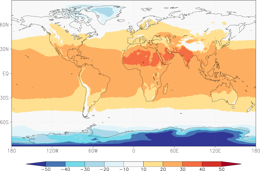 temperature (2m height, world) May  observed values