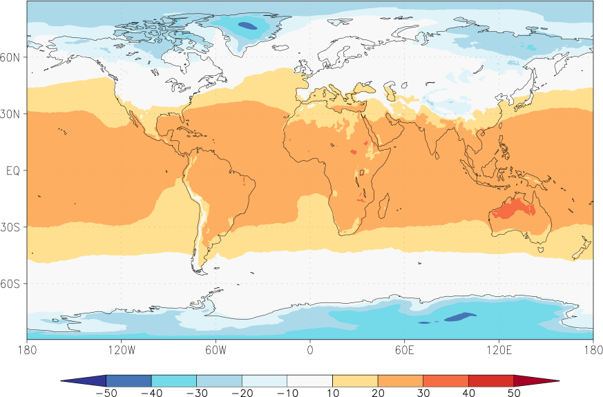 temperature (2m height, world) November  observed values