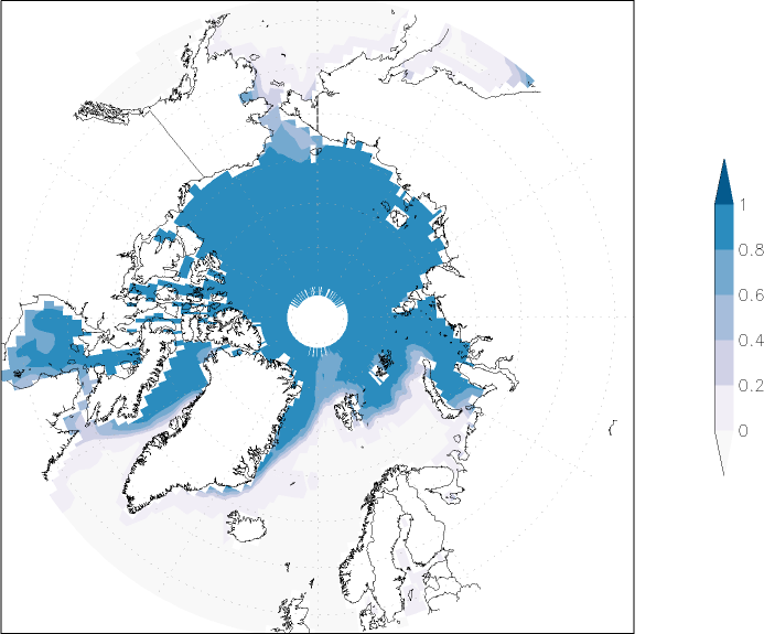 sea ice concentration (Arctic) December  observed values