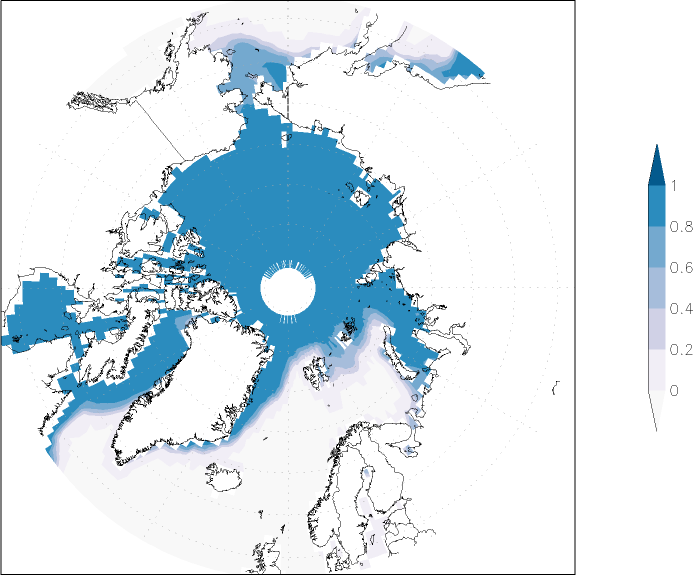 sea ice concentration (Arctic) March  observed values
