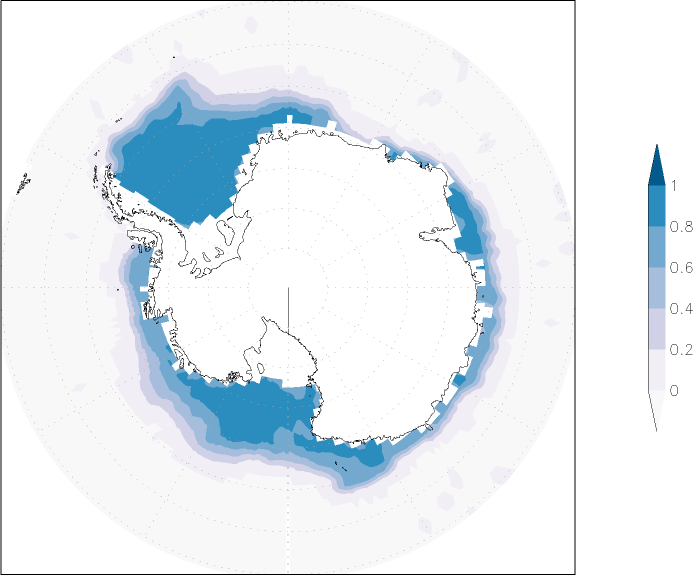 sea ice concentration (Antarctic) April  observed values