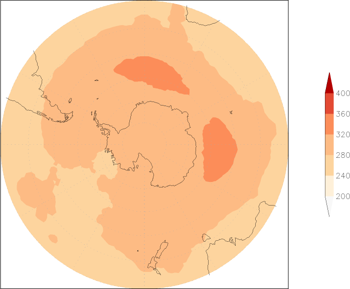 ozone (southern hemisphere) January  observed values