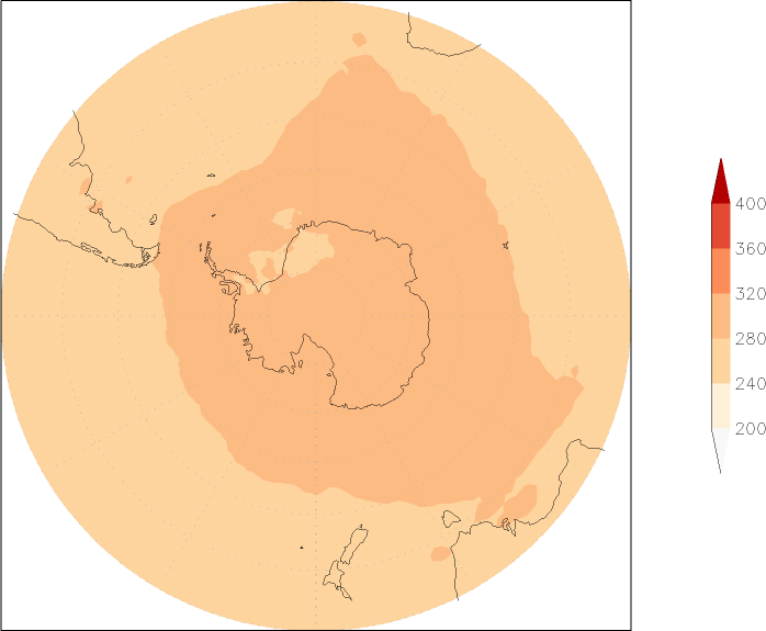 ozone (southern hemisphere) March  observed values
