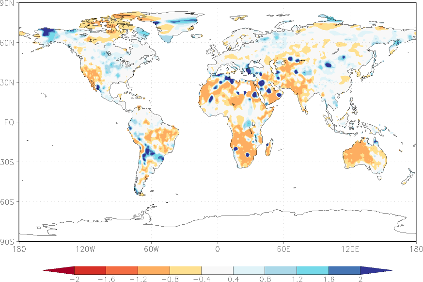 precipitation (rain gauges) anomaly June  relative anomalies  (-1: dry, 0: normal, 2: three times normal)