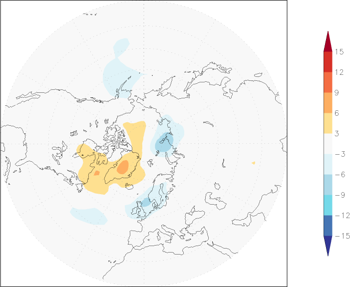 sea-level pressure (northern hemisphere) anomaly August  w.r.t. 1981-2010
