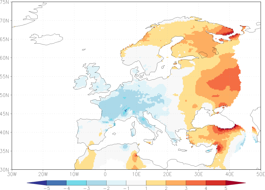 maximum temperature anomaly August  w.r.t. 1981-2010