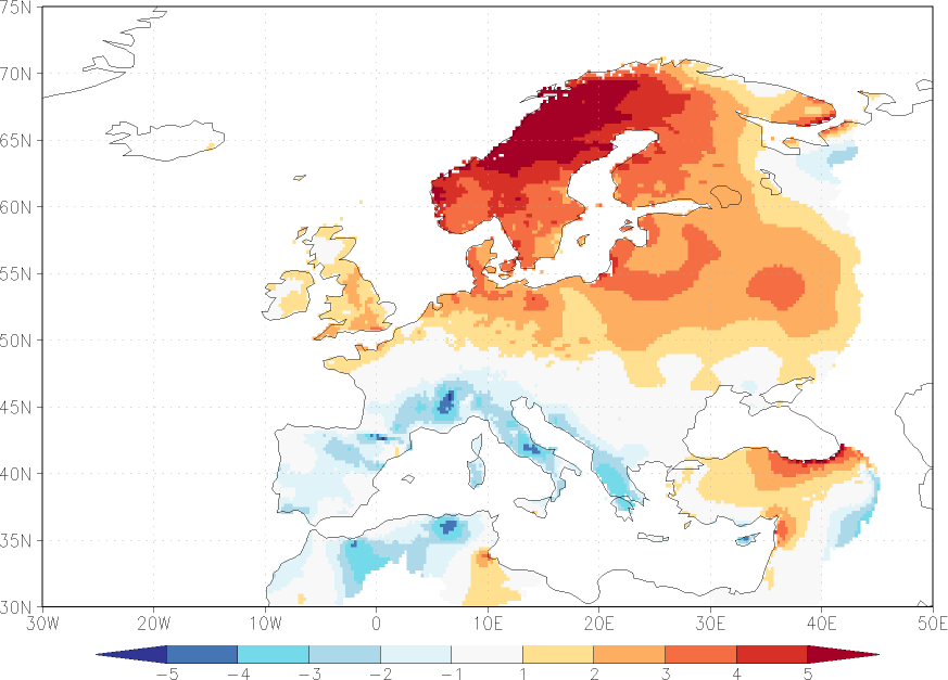 maximum temperature anomaly July  w.r.t. 1981-2010