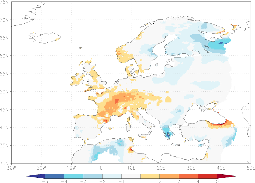 maximum temperature anomaly June  w.r.t. 1981-2010